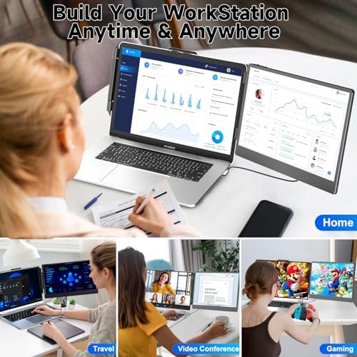 KEFEYA Laptop Screen Extender, 14" Portable Monitor for Laptops 13-17", 1080P FHD IPS Monitor Extender for Laptop with USB-C/HDMI Port, Plug n Play for Windows/Chrome/Mac/Switch/PS5 - Image 6