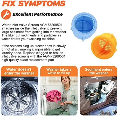 4 Pack AGM73269501 Washer Water Inlet Valve Filter Screen UPGRADE Fit for LG Kenmore Washer, Inlet Filter Screen Replace 1810261 AP5202486 PS3618281 EAP3618281 Washing Machine Filter by Beaquicy - Image 4
