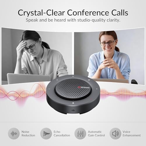 Bluetooth Conference Speakerphone, 360° 4-Mic Pickup, USB & Wireless - Image 2