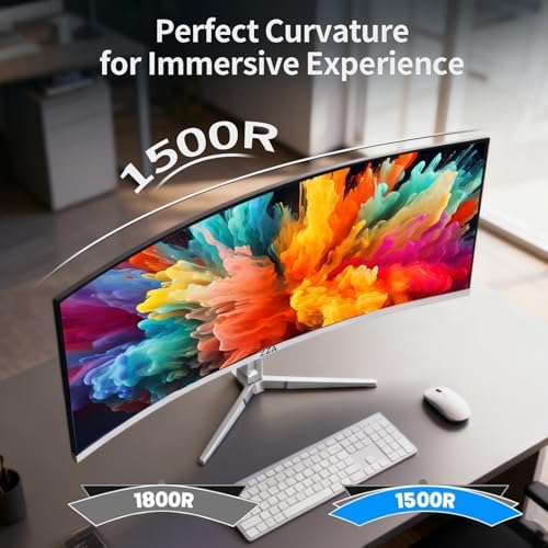 ZZA 34'' Gaming Monitor-165Hz/180Hz WQHD (3440x1440P) Ultrawide 34 White Curved Monitor,FreeSync for Tear-Free Gaming,120% sRGB, HDMI 2.1 & DP 1.4,PBP Mode,Wall Mountable - Image 6