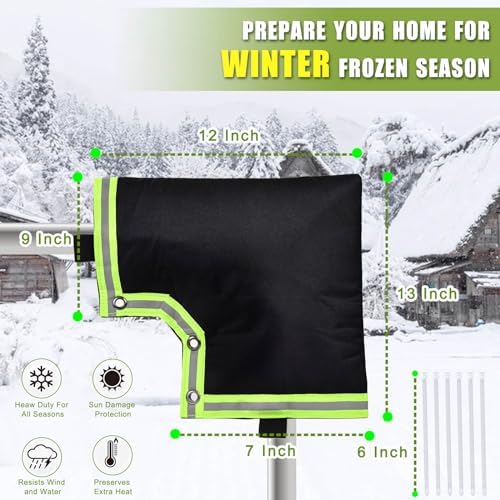 Insulated Backflow Cover - 13" W x 12" H, Winter Freeze Protection, Sprinkler Valve Protection Pouch (Black) - Image 7