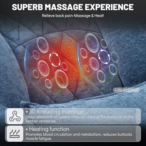 Office Chair with Foot Rest,3D Kneading Massage & Heat Executive Office Chairs for Heavy People,500LBS Big and Tall Office Chair,Ergonomic Reclining Desk Chair,Dual-Use Pillow,Home Office,BlueCloth - Image 4