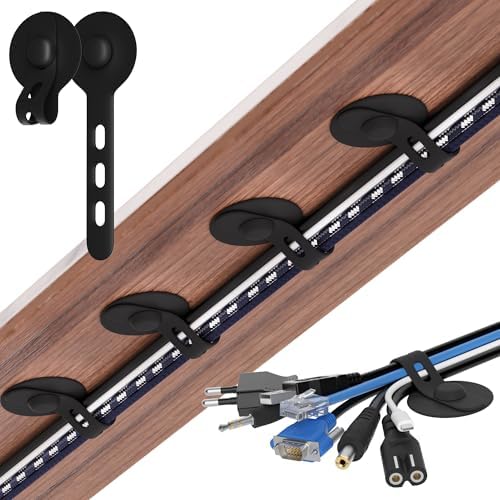Cable Management Under Desk, Adhesive Cable Ties, 10Pack-Black by ELECTRONICSORGANIZATION