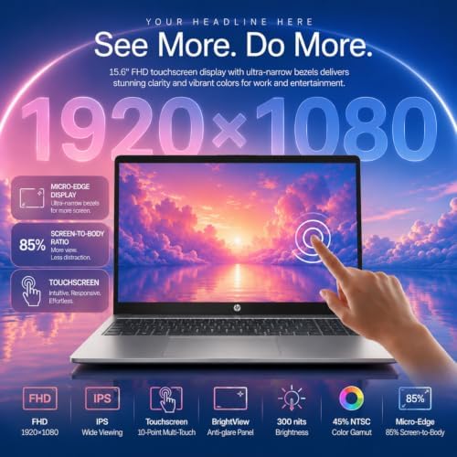 HP 2026 Edition Business Laptop, 15.6" FHD IPS Touchscreen, AMD Ryzen 7 7730U 8-Core 16-Thread Processor for Multitasking, 32GB RAM, 512GB SSD, Numeric Keypad, Camera Privacy Shutter, Windows 11 - Image 5