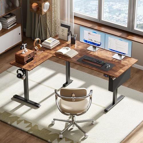 Korfile 63" L Shaped Standing Desk Height Adjustable Memory Presets - Image 2