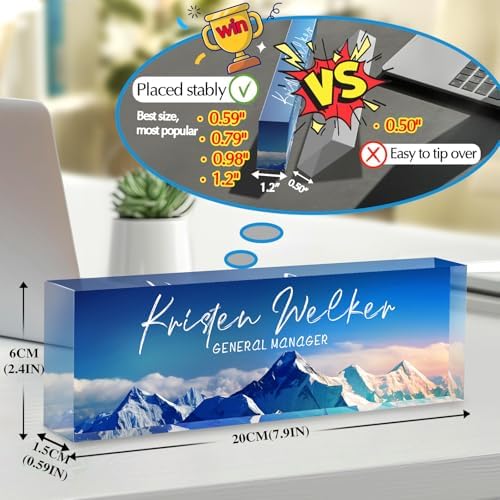 Custom Office Name Plate for Desk - Desk Name Plate Personalized Gifts for Coworkers, Boss, Employees, Teacher, Nurse - Office Desk Decor for Women Men - Employee Appreciation Gifts (Snow Mountain) - Image 2