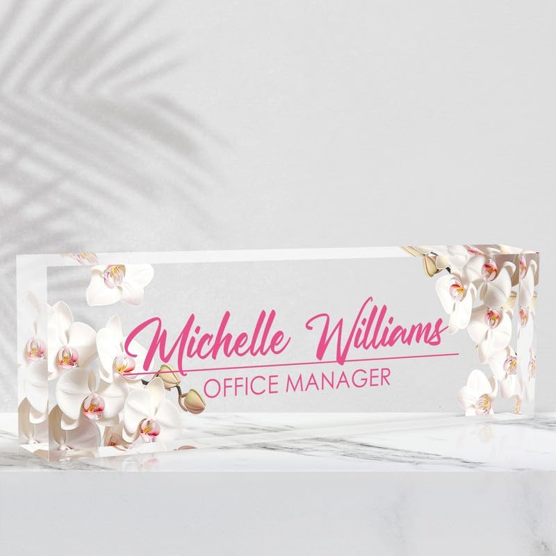 Desk Name Plate Personalized Name Plate for Desk, Office Desk Decor, 3D Style Personalized Plaque Name Plates for Desks Custom Appreciation Gifts for Boss Lady Employee Coworkers (Pink Orchid) by Ueedklaayy