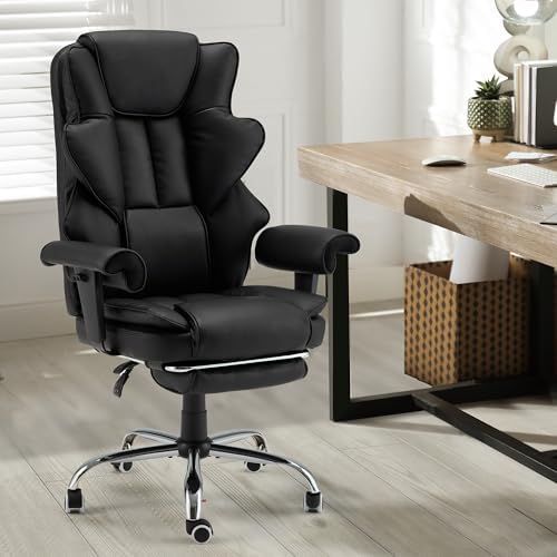 HOMREST Heated Massage Executive Office Chair with Foot Rest, Black - Image 2