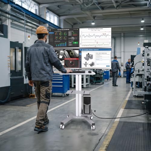 Yescom NexusX Commander Rolling Computer Cart 4-Monitors Industrial - Image 2