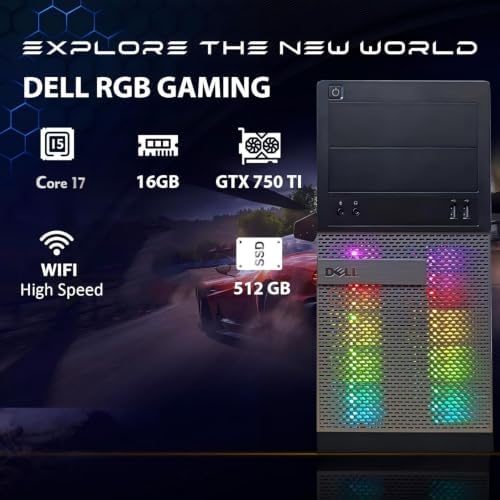 Dell Gaming OptiPlex Desktop RGB Computer PC, Intel Core i7, GeForce GTX 750 Ti 4G, 16GB RAM, 512GB SSD, WiFi, Bluetooth 5.0, Windows 11 Pro (Renewed) - Image 3
