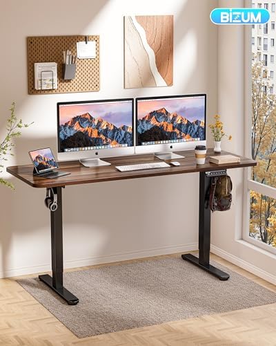 BIZUM Electric Standing Desk 60 x 24 Inch Computer Desk-Gaming Desk Dark Walnut Home Office Desks Height Adjustable Memory Stand Up Computer Workstation - Image 2