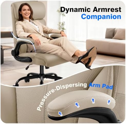 AreShark Office Chair - Executive High Back Breathable Comfy Desk Chair with Lumbar Support - Ergonomic Leather Rolling Swivel Computer Chair with Rock Function for Working Studying Gaming Relaxing - Image 6