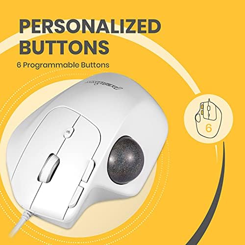 Perixx PERIMICE-520W Wired USB Ergonomic Trackball Mouse - 2 Adjustable Angle Support - 8 Button Tilt Wheel Design - White (11766) - Image 4