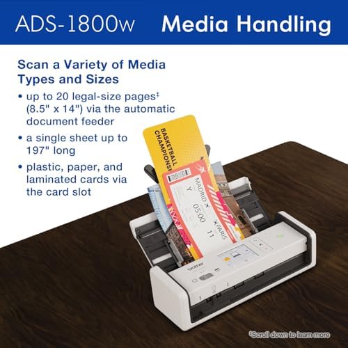 Brother ADS-1800W Wireless Compact Desktop Scanner | Scan Speeds of Up to 30ppm | 2.8" Color Touchscreen (Renewed Premium) - Image 5