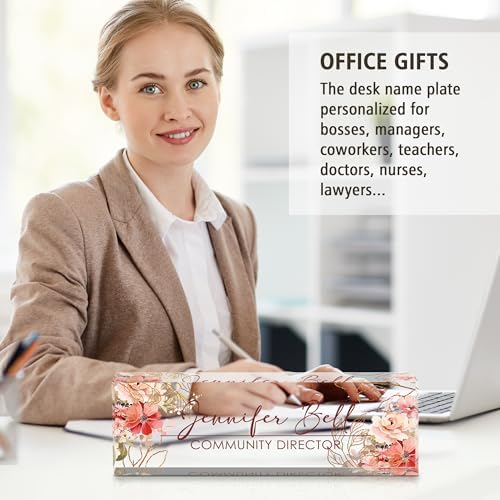 Custom Name Plate for Desk Desk Name Plate Personalized, Office Desk Decor for Women & Men, Employee Appreciation Gifts The Office Gifts for Boss, Manager, Teacher, Nurse, Lawyer, Flower 5 - Image 3