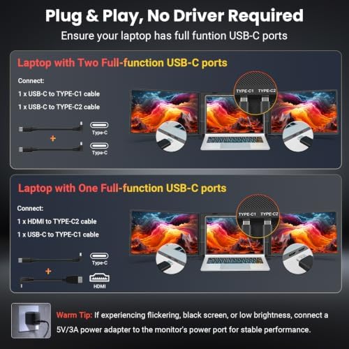 16" Laptop Screen Extender, 1200P FHD Ultra-Slim Triple Portable Monitor - Image 6