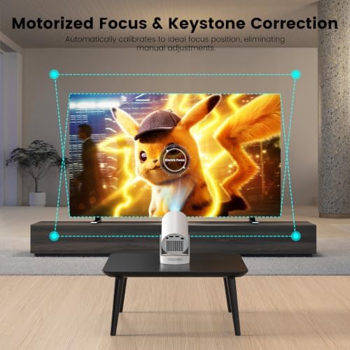 Mini Projector with WiFi and Bluetooth, Smart Portable Projector with 4K Support, 5w Sound Base Speaker, 260 ANSI, 180° Rotation, Auto Keystone Correction for Home Bedroom Outdoor, HY300 Plus - Image 7