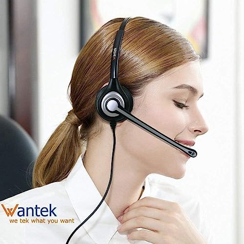 Wantek Cell Phone Headset with Microphone Noise Cancelling for Laptops, PC,3.5mm Jack,Volume Control,Wired Computer Headsets for Zoom Skype,for Office,Business, Call Center, Clear Chat（Black） - Image 3
