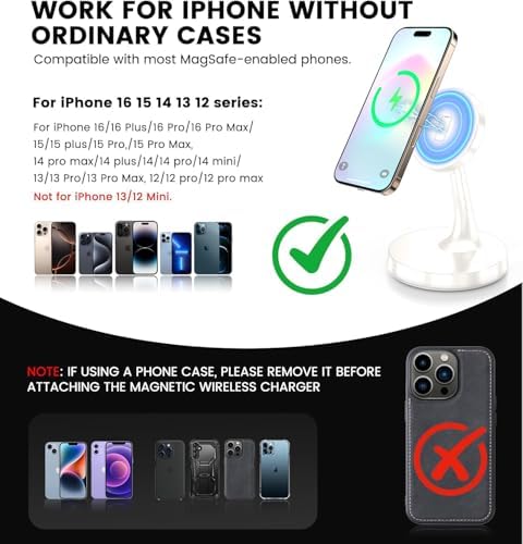 2 Pack Magnetic Wireless Charger iPhone, 15W Fast Mag-Safe Charger Stand for iPhone 18/18 Pro/18 Air/18 Pro Max 17/16/15/14/13/12 Series Magnet Wireless Charging Station/Pad for AirPods- Gifts Ideas - Image 6