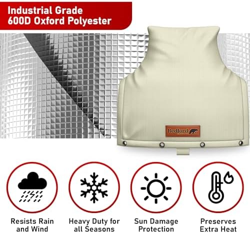 Redford Supply Co. Cold Snap (0°F) Backflow Preventer Insulation Cover, 14"W x 13"H, Pipe Insulation, Water Sprinkler Covers for Outside, Sprinkler Backflow Cover for Winter, Well Pump Bag (Beige) - Image 6
