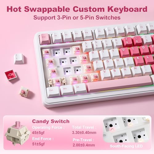 YUNZII B75 PRO MAX 75% Mechanical Keyboard (White Heart,Candy Switch) - Image 5