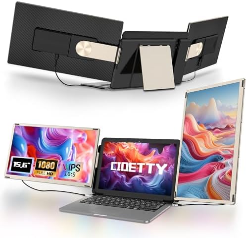 CIDETTY Laptop Screen Extender Monitor Portable, 15.6" FHD Monitor Extender Detachable Monitor for Laptops, Triple Laptop Monitor Extender compatiable with Windows, Mac, Android, Chrome, Switch & PS by CIDETTYElectronics