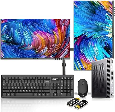 HP EliteDesk 800 G4 DM Dual 22 inch Computer Monitors and Mount Bundle, Intel i5-8500,16GB Ram 512GB NVMe SSD,WiFi,Windows 11 (Renewed) by Amazon+Renewed