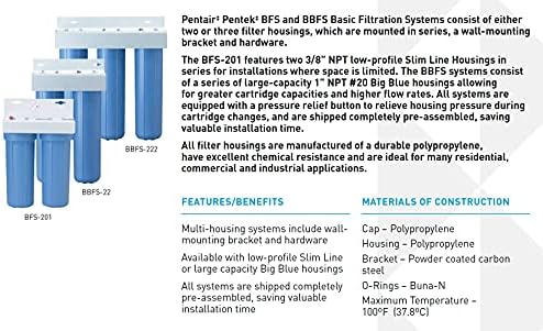 Pentair Pentek BBFS-222 Big Blue Three-Housing Filtration System, 1" NPT #20 High Capacity Water Filter Housing, Holds 20" x 4.5" Filter Cartridges - Image 4