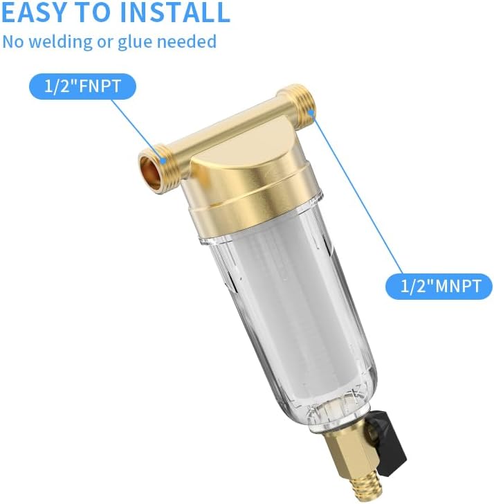 40 Micron 3/4" Sediment Filter, Filters For Well Water,Sediment Water Filter,Spin Down Whole House for Water,Washing Machine Filter Free - Image 3