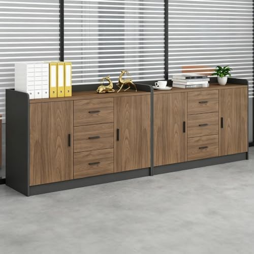 Office Printer Stand Cabinet with Storage, Multi-Function Office Side Cabinet for Copier, Tea Station & Supplies, Large Capacity Storage Cabinet with Soft Close Doors Workstation Furniture，F by Unknown