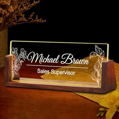 Ship Next Day Custom Name Plate for Desk, Acrylic Office Desk Accessories by Unknown