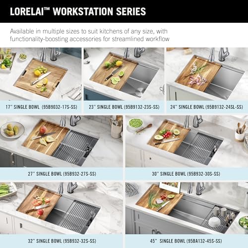 DELTA FAUCET Lorelai 17-inch Workstation Bar Prep Kitchen Sink Undermount 16 Gauge Stainless Steel Single Bowl with WorkFlow Ledge and Kit of 5 Accessories, 95B9032-17S-SS - Image 4