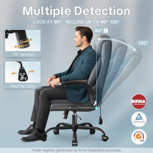 Ergonomic Office Chair,Inflatable Lumbar Support High Back Chair,Gray - Image 5