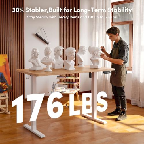 CubiCubi 48 x 24 Large One-Piece Electric Adjustable Standing Desk, Maple - Image 4