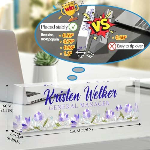 Custom Office Name Plate for Desk - Desk Name Plate Personalized Gifts for Coworkers, Boss, Employees, Teacher, Nurse - Office Desk Decor for Women Men - Employee Appreciation Gifts (Purple Violet) - Image 2