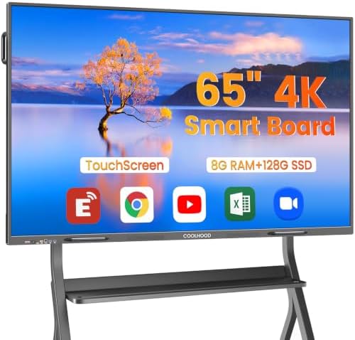 COOLHOOD 65" Smart Board, 4K UHD Touchscreen Interactive Digital Whiteboard Display, Electronic All-in-One Computer for Classroom Office Home Business w/Open App Ecosystem (Board & Wall Mount Only) by COOLHOOD
