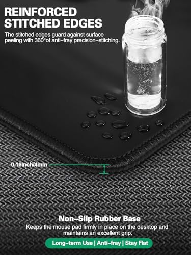 Mouse Pad, Office Desk Mat, Large Gaming Mousepad with Superior Micro-Weave Cloth, XXL Desk Pad with Stitched Edges, Non-Slip Writing Pad for Gamer, Laptop, Work & Home (Black Charging On The Right) - Image 5