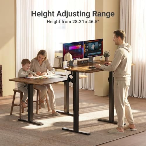 Claiks Electric Height Adjustable Standing Desk, 48x24 Inch, Rustic Brown - Image 4