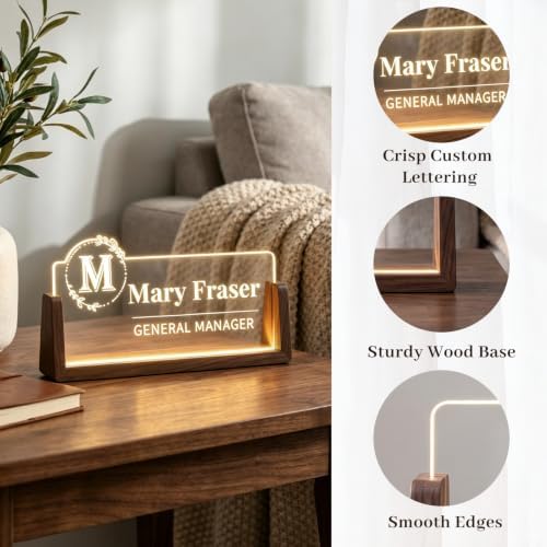 Illuminated Name Plate for Office Desk, Glowing Acrylic Desktop Plaque with Customized Text, Personalized Gifts for Teachers, Colleagues, Premium Employee Appreciation Gifts, Stylish Office Decorations for Men Women - Image 4