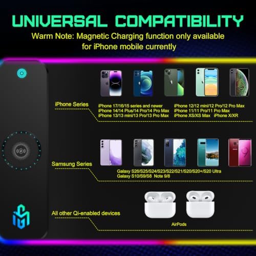 GIM RGB Gaming Mouse Pad with 15W Wireless Charging, LED Mouse Pad with 10 Light Modes, Extra Large Mousepad 800x300x4MM, Non-Slip Rubber Base Computer Keyboard Mat for Gaming, Desk - Image 6