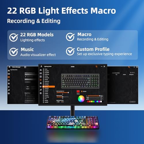 ZORNHER ZH980 Mechanical Keyboard,95% Blue Creamy Keyboard with Number Pad,Van Gogh's Starry Night Dye Sublimation PBT Keycaps,Pre-lubed Silent Switches,Hot-Swappable - Image 6
