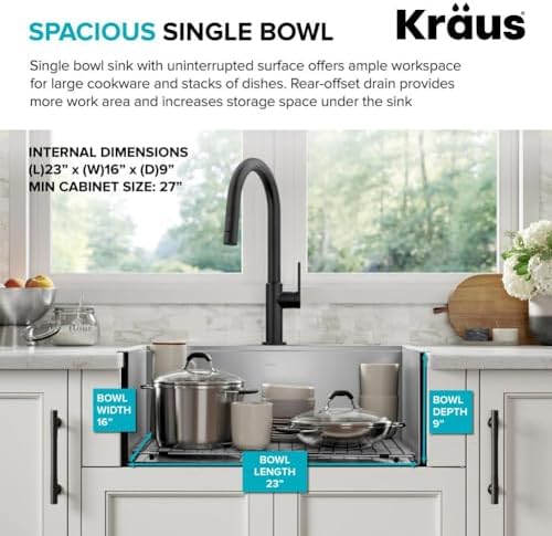KRAUS Kore 25-Inch Drop In/Top Mount Workstation 16 Gauge Single Bowl Stainless Steel Kitchen Sink with Accessories, KWT311-25 - Image 4