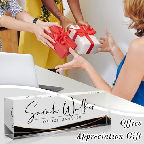 Custom Name Plate for Desk, Desk Name Plate Personalized, Office Decor for Women Men, Acrylic Desktop Accessories, Office Appreciation Gifts for Boss Social Workers Nurse Teacher Employee (Black Stripe) - Image 4