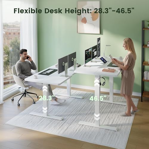 CubiCubi 48 x 24 Electric Standing Desk, Height Adjustable, White - Image 4