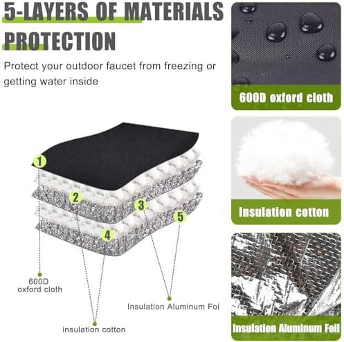 Insulated Backflow Cover - 13" W x 12" H, Winter Freeze Protection, Sprinkler Valve Protection Pouch (Black) - Image 3