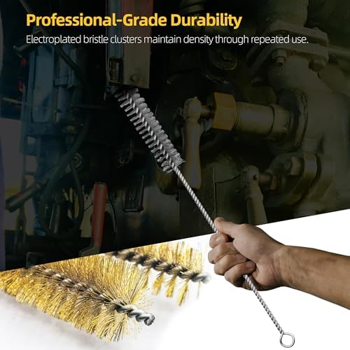 12Pcs Stainless Steel & Brass Wire Tube Brushes Bottle Brush Set - Image 4