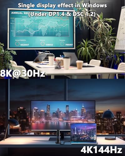 WAVLINK Laptop Docking Station 3 Monitors(Max Resolution: Single 8K or Triple 4K), 11-in-1 USB C Docking Station with 125W PD3.1 Pass-Through & Power Adapter, HDMI + 2* DP, for MacBook M1–M4 & Windows - Image 5