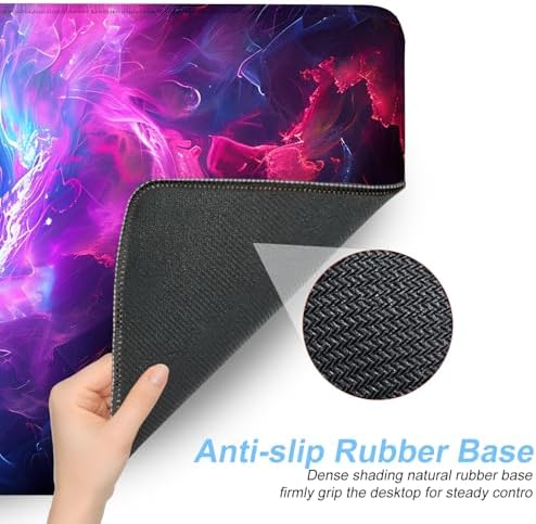 Galaxy Swirl Mouse Pad XXL – Large Extended Desk Mat with Blue & Pink Energy Nebula, Cosmic Gaming Mousepad with Non-Slip Base for PC, Office, Streamers,31.5 x 11.8 in - Image 3