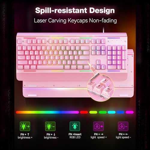 TECKNET Wired Gaming Keyboard, RGB Backlit Keyboard with Metal Panel Design - Image 6