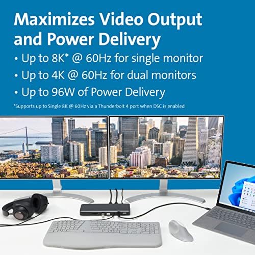 Kensington SD5760T Thunderbolt 4 Dual 4K Docking Station, 100W PD, 2 x HDMI, SD/Micro SD 4.0 Card Slots, 60Hz, for Windows Laptops and MacBook Pro (K34110NA), Black - Image 4